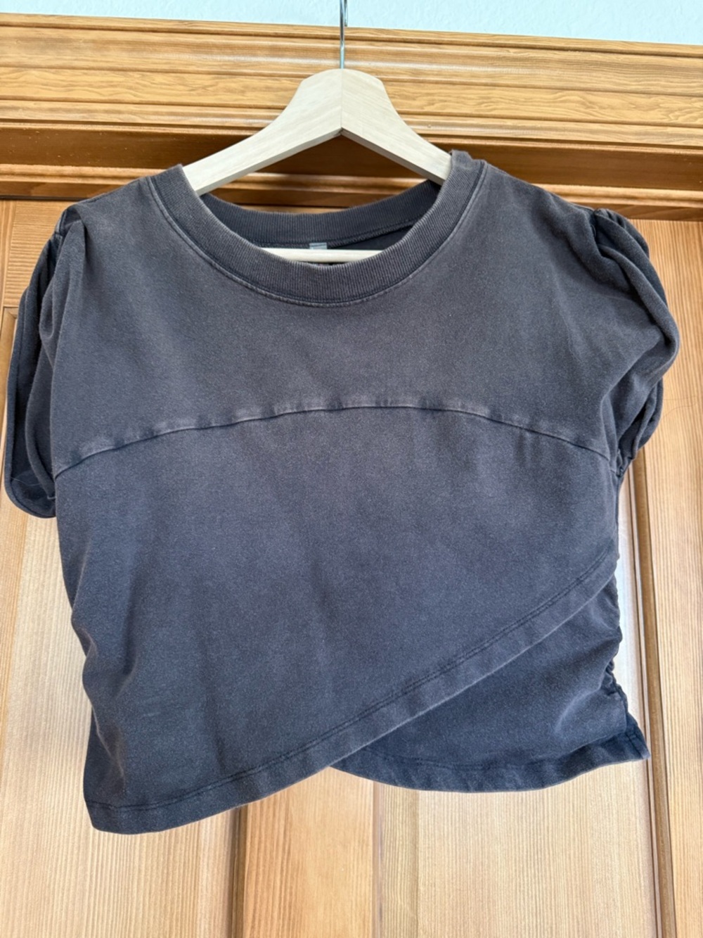 Free People Charcoal Crop Top with Overlap Front